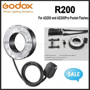 Torby Godox R200 200W Pierścień LED Light Speedlite Flash Light Head for Sony Canon Nikon Fuji Olympus Camera Godox AD200 AD200PRO Flash