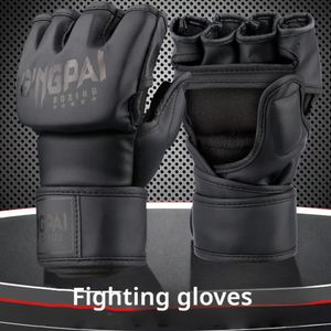 Half Finger Boxing Gloves PU Leather MMA Fighting Kick Boxing Gloves Karate Muay Thai Training Workout Gloves Training Gear Men 240112