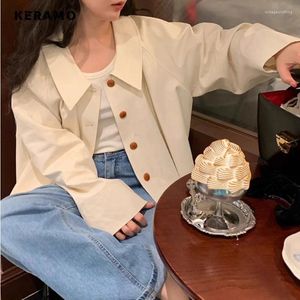 Women's Blouses 2024 Spring Autumn Simple Haruku Lapel Shirt Women Oversized Single Breasted Solid Blouse Jacket Korean Style Casual Coats