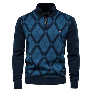 가을 반 지퍼 영국 긴 슬리브 남성 스웨터 캐주얼 패션 240113