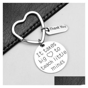 Stainless Steel Thank You Keychains Metal Heart Key Chain Ring Rings Uni Keyring Holder Accessories For Women Men Drop Delivery Dhlae