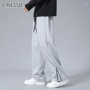 Calças masculinas 2024 outono micro flared sweatpants baggy joggers algodão coreano neutro solto personalidade ao ar livre design jogger calças
