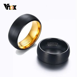 VNOX Black Tungsten Carbide Rings for Men 8mm Wedding Band Interface Matt Surface Classic Male Alliance Jewelry Anniversary Gift 240112