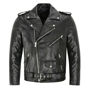 Men PU Leather Jacket Motorcycle Fashion Slim Fit Leather Coat 240113