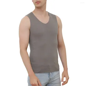 Regatas masculinas casuais dentro de roupa interior térmica colete para homens sólido decote em v sem mangas quente undershirt inverno bottoming t camisa coletes