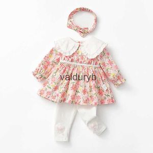 Conjuntos de roupas para meninas recém-nascidas, camisa floral de algodão + calça, 2 peças, infantil, renda, manga comprida, terno, verão, outono, roupas de bebê 6m-3yvaiduryb