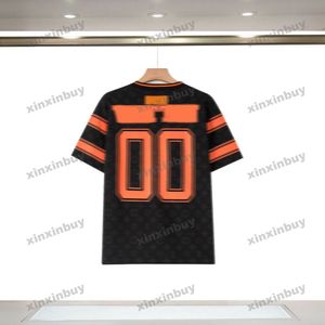 Xinxinbuy 2024 Erkekler Tasarımcı Tee T Shirt Mektubu Jacquard Kumaş 1854 V Yastık Kadınlar Siyah Beyaz Sarı Kırmızı S-XL