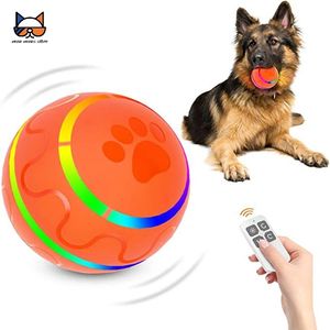 Smart Interactive Pet Ball Remote Control blinkande rullande hoppande roterande vattentät hundtuggtopp för aggressiva tuggare 240113