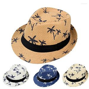 Berets Summer Suncreen Beach Cap Oddychający krótkie rdzeniowe czapki jazzowe swobodne wydrukowane drzewo płaskie słomka kapelusz na zewnątrz podróżne okapy panama czapki