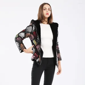 Women's Jackets 2024 Parker Hooded Fashion Luxury Jacket Color Sequins Autumn/Winter Long Sleeve