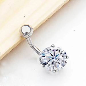 Sexig 03CT till 3CT Belly Button Ring med certifikat 100% Silver 925 Navel Bully Piercing Body Jewely Luxury Gift 240112