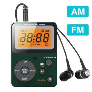 Radio Mini Pocket Radio Portable FM AM Radios Receiver with Alarm Clock 3.5mm Headphones Antenna Support Sleep Timer Auto Manual Store