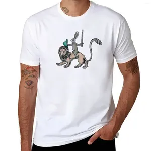 Herren-Poloshirts Medieval Rides A Lion – Because He Can! T-Shirt Kawaii Kleidung Ästhetische Kleidung Herren Grafik T-Shirts groß und groß