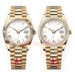 DAY DATE mens watch With diamond Green dial automatic machine 41mm lady 36mm woman 904L stainless steel strap sapphire hidden folding buckle waterproof Dhgate AAA