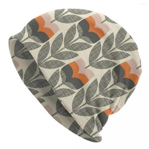 Berets Rose Bud Orange Orla Kiely Print Bonnet Hats Hip Hop Knit Kaper