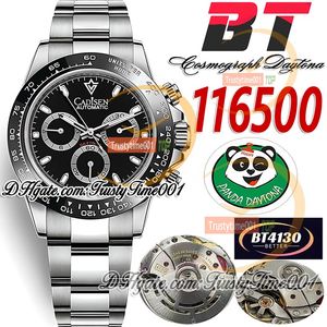 BTF V2 TH 12,2 mm 116500 SA4130 Cronógrafo Relógio Masculino Automático Cerâmica Moldura Preta Mostrador Marcadores 904L Aço SS Pulseira Super Edição Trustytime001 Relógios