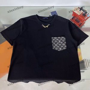 Xinxinbuy 2024 Men Designer Tee Tシャツ鉄チェーンレタープリント1854女性綿黒黄色赤M-3xl