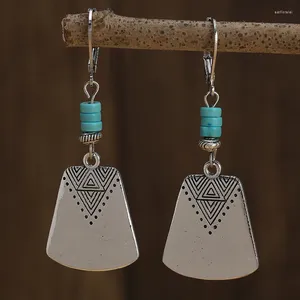 dangle earrings boho tribal fan shaped metal drop for women girm
