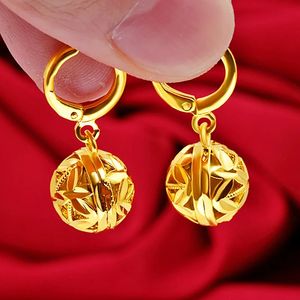 Hoyon Fashion Simple 14K Gold Round Luned Women's Earrings Exquisite Jewelry Aretes de Mujer Bijoux Engagement Earrings 240113