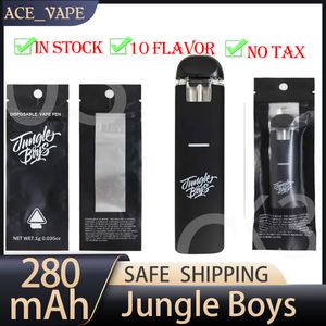 빈 정글 소년 일회용 vape 펜 1.0 그램 vapes 장치 두꺼운 오일 e 담배 바 포드 360mAh 충전식 배터리 1ml 기화기 지퍼 백 스티커