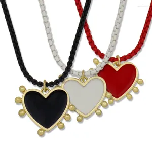 Hänge halsband söta romantiska kärlekshjärta för par vänskap kvinnor män mångfärgade emaljelement smycken valentiner gåvor