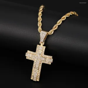 Colares Pingente Micro Pave Zircon Jóias Religiosas Suprimentos Cruz Cristã Colar Para Mulheres Homens Decoração Gargantilha