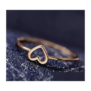 Anéis de banda de coração simples para mulheres casal promessa de casamento infinito eternidade amor jóias 2 cores entrega direta ot85e