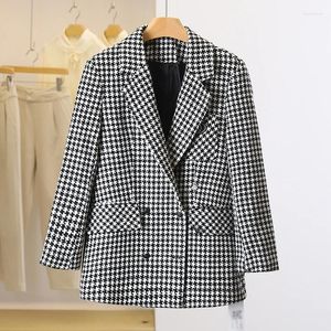 Women's Jackets Women Blazer Suit Jacket Plaid Coat Loose