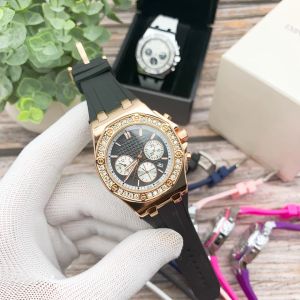 Men Watches A P All Dials Working Date Luxury Fashion Woman Full Steel Band Quartz Movement Clock Gold Silver Leisure Wrist Watch 7595 1420