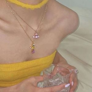 Viviennelies 2024 Saturn Light Luxury Colorful Diamond Zircon Necklace Mermaid Tears Water Drops Pendant Designer Jeweler Westwood For Woman High Quality Presents