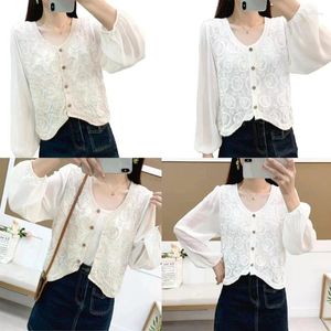 Women's Blouses Vintage Lace Top With Intricate Hollow Out Soft And Comfortable Long Sleeve Shirts Make A Statement