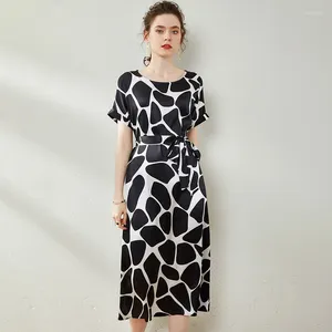 Casual Dresses Black Dot Silk Floral Maxi Dress Women Femme 2024 Summer Long Work Boho Beach Office Sexy Party Luxury Plus Size