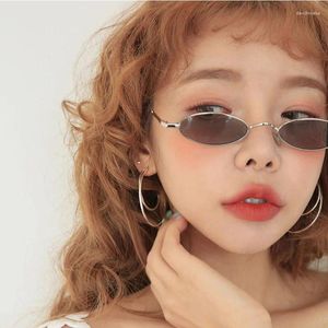 Sonnenbrille Mode trendige Frau Sonnenbrille ovale Form stilvolle Metallrahmen Männer Frauen Vintage Retro Sonnenbrille weiblich