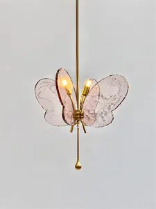Pendant Lamps Nordic Butterfly Glass Design Lights Dining Room Villa Art Decoration Living Entrance Bedroom Led E27