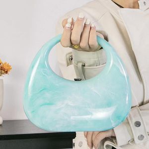 Evening Bags Women Acrylic Clutch Bag Marble Underarm Handbag Top-handle For Wedding Cocktail Party Prom