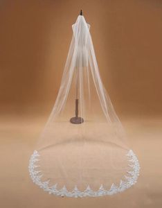 Voile Mariage 3M One Layer Lace Edge White Ivory Cathedral Wedding Veil Long Bridal Veil Cheap Wedding Accessories Veu de Noiva CP7389844