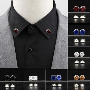 Broschen 1 Paar Retro Anstecknadel Strass Brosche Vintage Mode Kragen Rot Blau Auratus Hemden Anzüge Brustnadel Schmuck Zubehör