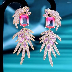 Studörhängen Siscathy Fashion Luxury Bird Drop For Women Long Cubic Zirconia Hanging Earring Wedding Party Jewelry Accessories