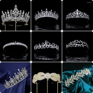 Kopfbedeckungen Hochwertige Metall CZ Braut Tiara Frauen Kronen Für Hochzeit Kopfschmuck Strass Braut Tiaras Feines Silber Gold Stirnband