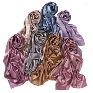 Schals Feste Farben Neckerchief Hijab Schal für Frauen Seiden Satin Stirnband Haare weibliche Schals Wickelkopf Schal Damen Damen