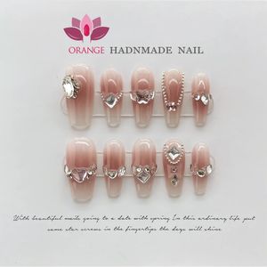 Handgjorda aryliska press på naglar återanvändbar dekoration Fake Full Cover Artificial Manicuree Wearable Xs S M L Size Art 240113