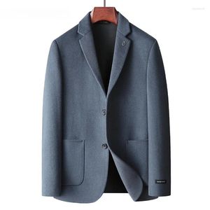 Mäns kostymer av hög kvalitet ullblandning blazer höst vinter handgjorda dubbelsidiga tweed ulldräkt jacka lyx man kläder m-4xl