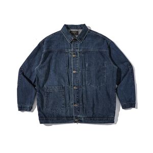 Herrstreetkläder Bomber Loose Denim Jacket Youth Outterkläder Högkvalitativa cowboyrockar Blue Color Windbreaker Plus Size S-2XL 240113