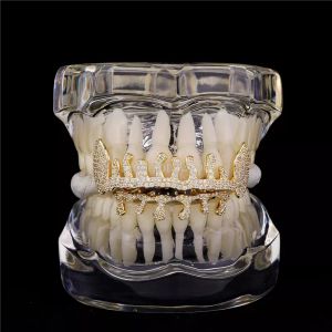 Spersonalizowane protezy zębów zębów z nieregularnymi złotymi szelkami z nieregularnym diamentem wylewane z prawdziwym złotym grillzem