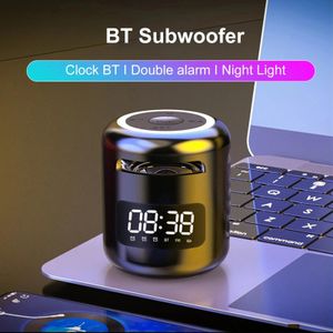 Alto-falantes Lefon portátil Bluetooth Speaker Stereo Music Subwoofer Alto-falantes sem fio LED Night Light Alarm Clock Rádio FM para PC Phone Gift