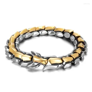 Звено-браслеты 15 мм в стиле панк с золотой пластиной, цепочка с драконом викингов для мужчин и женщин, хип-хоп, ретро, черные браслеты из нержавеющей стали с животными, ювелирные изделия