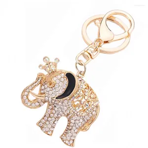 Keychains Creative Charm Gift Fashion Rhinestone Crown Elephant Car Keyring Bag Key Ring Holder Women Handbag Jewelry R100