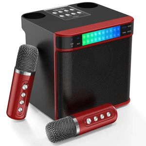 Högtalare 100W Hög Power Colorful LED Wireless Portable Microphone Bluetooth Högtalar Sound Family Party Karaoke Subwoofer Boombox YS223