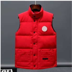 Mens Puffer Vest Red Label Gilet MensDesigner Weste Waistcoat Material Loose Coat Graphite Gragrått Black and White Blue Letters Tryckt utgifter Designer Canadian