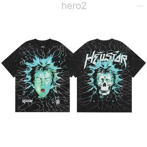 Herren T-Shirts Hellstar Shirt Electric Kid Kurzarm T-Shirt Washed Do Old Black Hell Star T-Shirt Männer Frauen Kleidung REG0 REG0